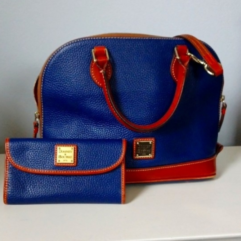Dooney & Bourke large pebble grain zip zip satchel & matching continental wallet
